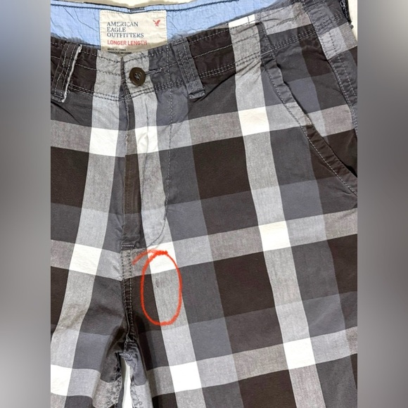 American Eagle Longer Length Grey Plaid Shorts Men's 32 Checkered Bermuda AEO - Picture 4 of 16